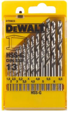 Набор сверл по металлу HSS-G 1.5-6.5мм 13шт DeWalt DT5922-QZ ― DeWALT