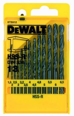 Набор сверл по металлу HSS-R, 1.5-6.5, 13 шт. DeWalt DT5912-QZ ― DeWALT
