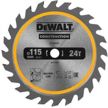 Пильный диск, CONSTRUCTION 115 x 9.5 мм, 20 ATB DeWalt DT20420-QZ ― DeWALT